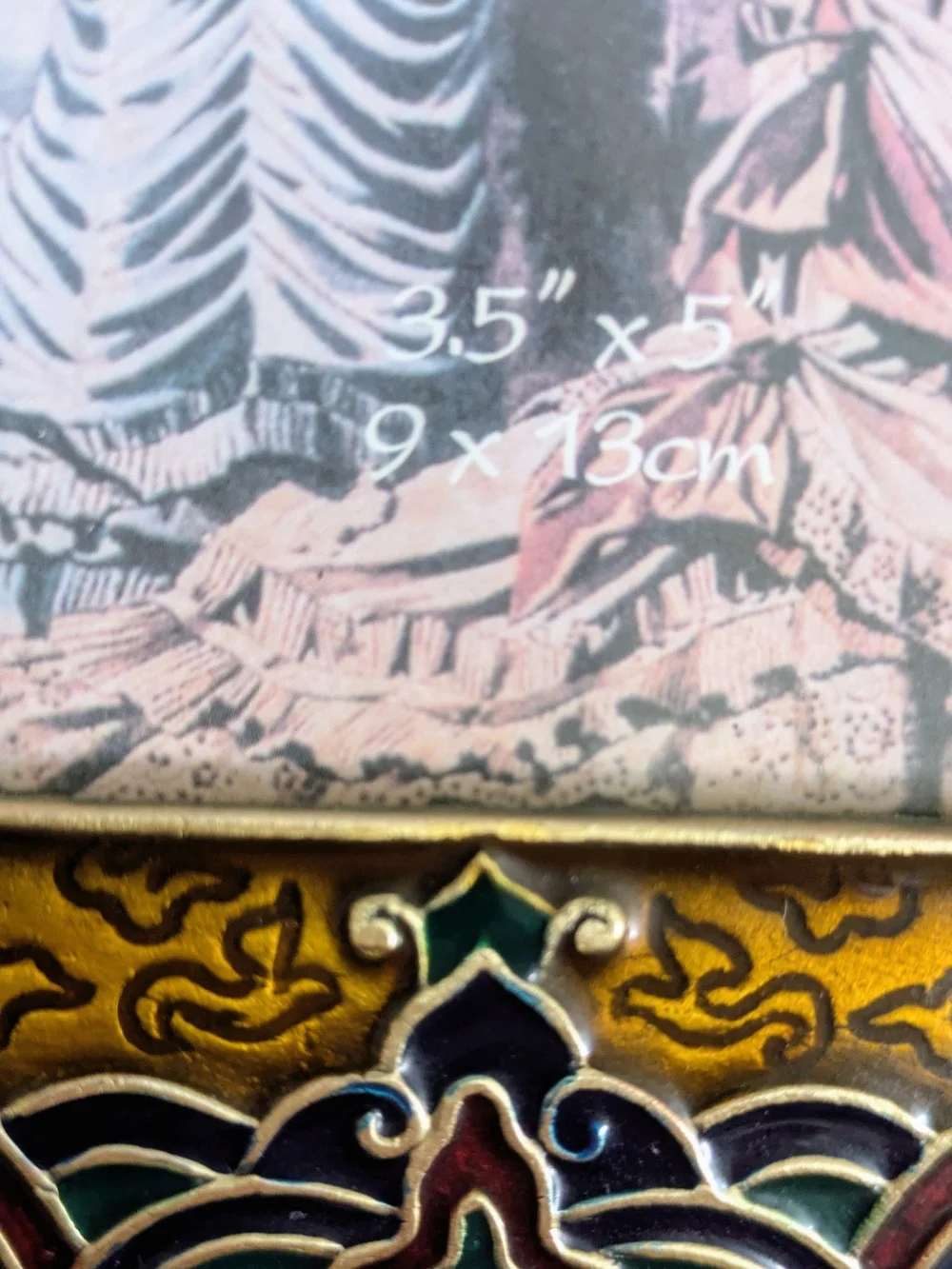 Cloisonné Photo Frame with Bronze Base – Kimono Frame with Amber Accents